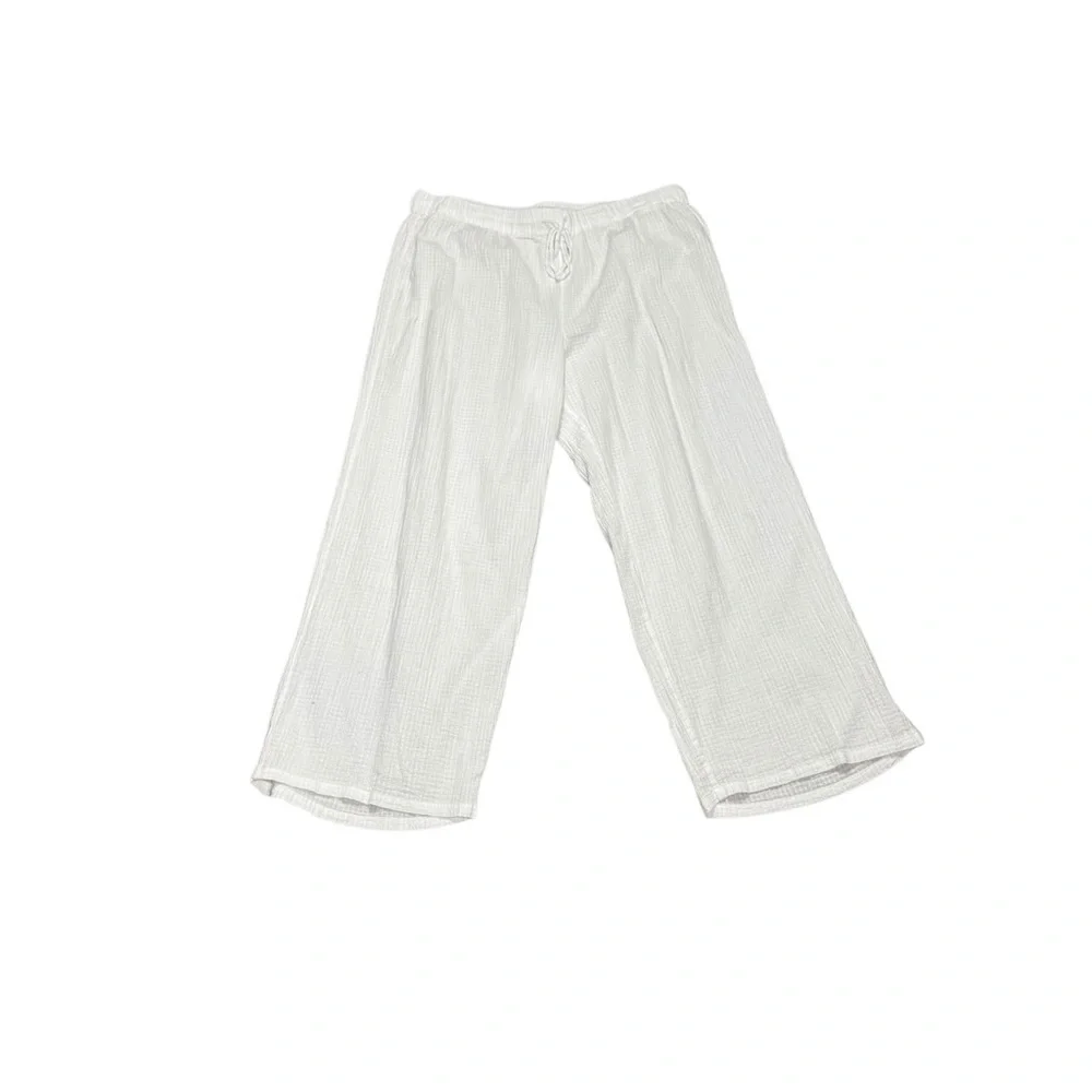J. Crew Drapey Cotton Gauze Crinkle Drawstring Crop Pants